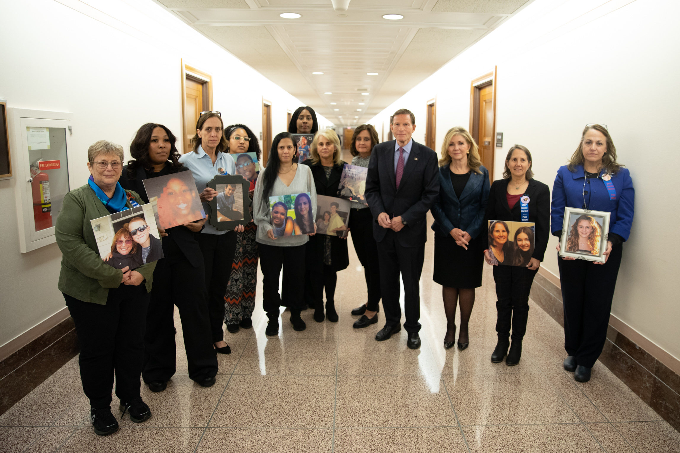 U.S. Senators Richard Blumenthal (D-CT) and Marsha Blackburn (R-TN), Chair and Ranking Member of the Senate Commerce, Science, and Transportation Subcommittee on Consumer Protection, Product Safety, and Data Security, met with parents of children who died or were harmed because of social media harms to discuss the urgent need for passage of the Kids Online Safety Act (KOSA).