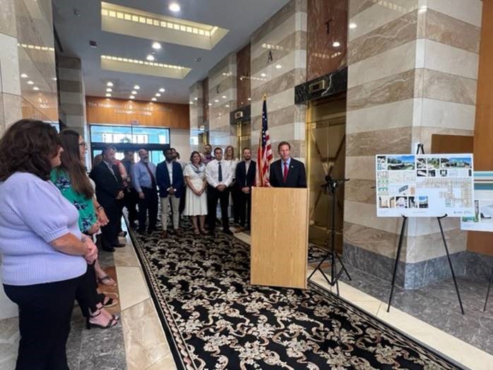 U.S. Senator Richard Blumenthal (D-CT) joined Community Mental Health Affiliates, Inc. (CMHA) to announce $1.2 million in federal funding for construction of a crisis respite program at their new mental health facility. 