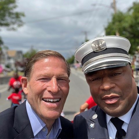 Blumenthal marched in the Freddy Fixer Parade in New Haven.
