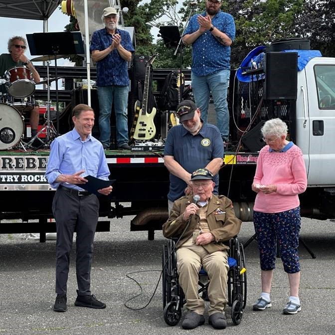 Blumenthal attended the Hooks for Heroes event in Stamford. 