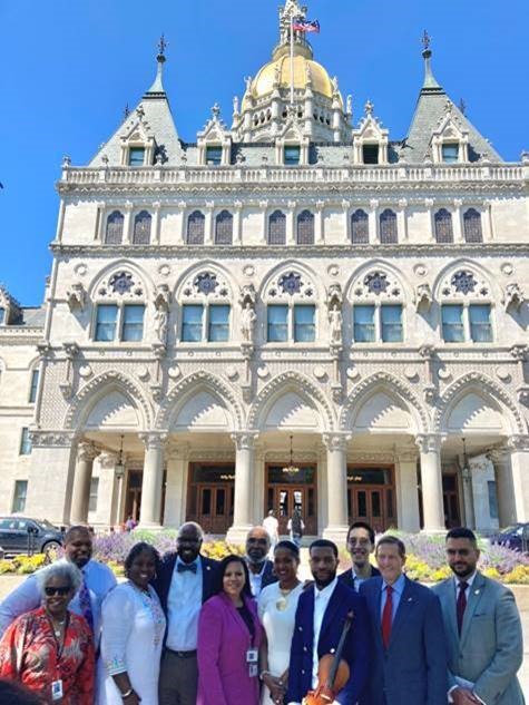 Blumenthal attended a Juneteenth flag raising outside the State Capitol.