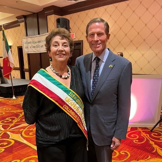 Blumenthal congratulated Nancy DiNardo for being honored as the Grand Marshall of Bridgeport’s Columbus Day Parade.