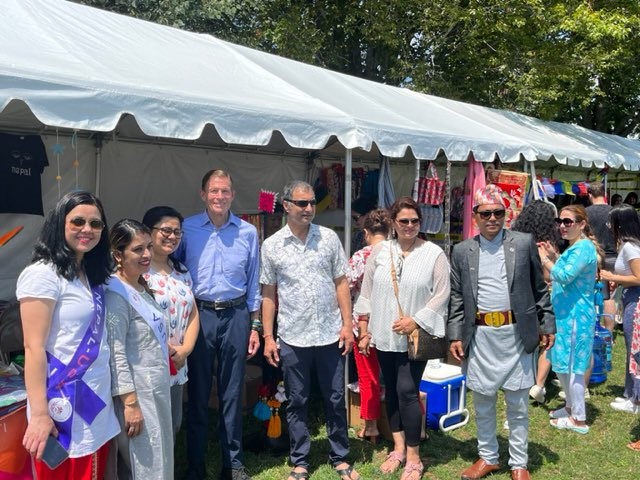 Blumenthal attended the 2023 Nepal Festival in Branford.