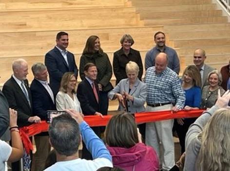 Blumenthal attended the opening of a new high school in New Fairfield.