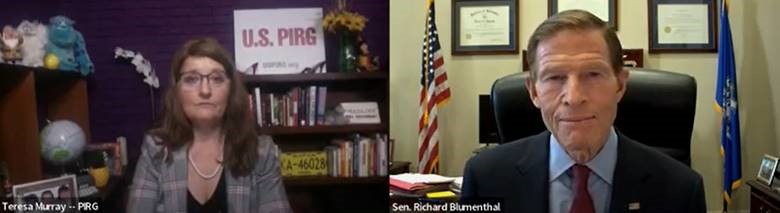 U.S. Senator Richard Blumenthal (D-CT), Chair of the Senate Commerce, Science, and Transportation Subcommittee on Consumer Protection, Product Safety, and Data Security, joined the U.S. Public Interest Research Group (PIRG) Education Fund’s virtual press conference to discuss the organization’s new 37th annual Trouble in Toyland report and how to protect children from dangerous toys. 
